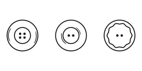 Outline doodle illustrations of round buttons. Hand drawn sketch of sewing accessories. Studio, atelier element vector icon isolated on white background