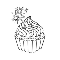 sweet cupcake bun, cake dessert, hand drawn illustration