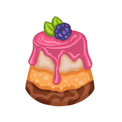 Delicate blackberry soufflé, dessert, hand-drawn illustration