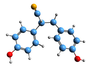 3D image of Diarylpropionitrile skeletal formula - molecular chemical structure of DPN isolated on white background
