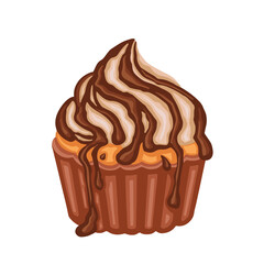 sweet cupcake bun, cake dessert, hand drawn illustration. Vector
