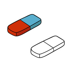 Vector illustration coloring page of doodle rubber with example  for children and scrap book