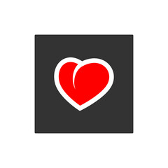 Vector red heart icon on gray background.