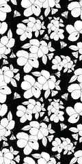 Foto op Plexiglas anti-reflex Elegant seamless pattern with hand drawn hibiscus flowers. Pattern for wallpaper, wrapping paper, background, print, fabric, greeting cards. Line art ink drawing in black and white. Vector illustratio © Inna