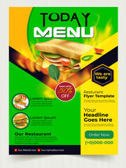 Restaurant Delicious food Flyer Design, Todays Menu Chinese Meal Cover, burger  fast food brochure, Hot Food Vector template, café and restaurant menu, food ordering Pizza, Burger Menu book poster