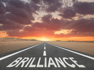 Brilliance word on highway for knowledge concept.