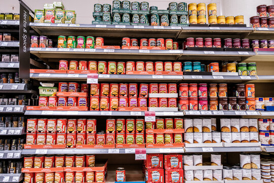 Supermarket Shelf Tins Of Heinz Soup