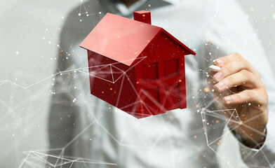 home data. Digital cyberspace with particles and Digital data network connections concept.