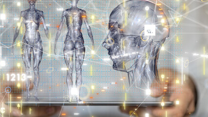 digital medical futuristic interface 3D rendering