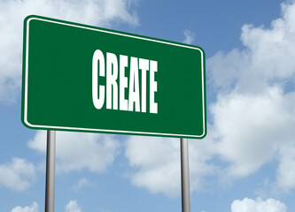 Create text on a highway sign for artist creative concept.