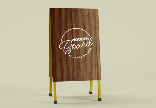 Wooden Stand Board Mockup