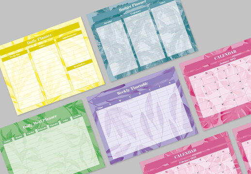 Colorfull Watercolor Illustration Daily Planner