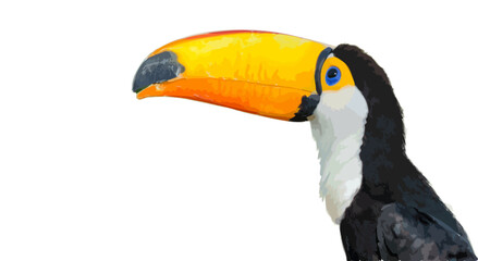 Photorealistic vectorization of the portrait of a colorful Toucan