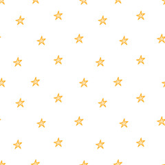 Seamless pattern with cartoon-style stars on a white background, astrology, sky. Magical cosmic sky, abstract esoteric ornament, vector pattern for fabrics.