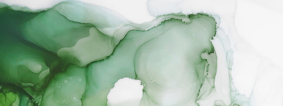 Modern creative watercolor background for trendy design. Colorful modern design art in green tones.
