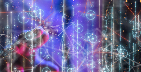 Neural network 3D illustration. Big data and cybersecurity