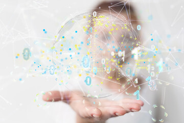 data security - Cloud technology. Integrated digital web concept background