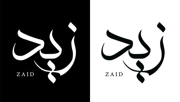 Arabic Calligraphy Name Translated 'Zaid' Arabic Letters Alphabet Font Lettering Islamic Logo vector illustration
