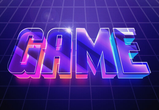 Retro 3D Game Text Effect Mockup