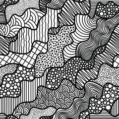seamless abstract vector pattern. black and white background in doodle style