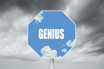 The word Genius for brilliance and knowledge concept.