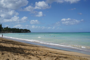 Fototapeta na wymiar Walking by the sea in playa bonita, las terrenas. Dominican republic