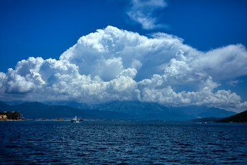 nice clouds over  blue sea