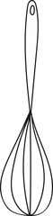 Black and White Wire Whisk / Egg Beater Line Art Illustration