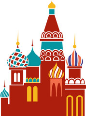 St. Basil's Cathedral in Moscow, Russia - Flat Illustration