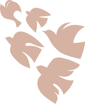 Fototapeta Abstract Boho Birds Silhouette illustration in Simple Scandinavian Style