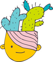 Cute Cactus Cartoon Character Illustration