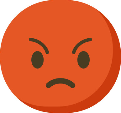 Red Angry Emoticon / Emoji Character Illustration