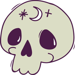 Hand Drawn Skull Halloween Illustration