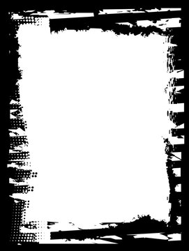 Set of Grunge Black and White Frames . textured rectangles for image