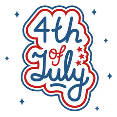 4th Of July Lettering Vector Illustration Banner In Flat Style