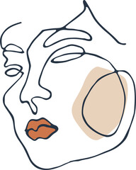 Abstract Woman Face Line Illustration