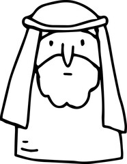 Muslim Man Scarf Doodle Illustration