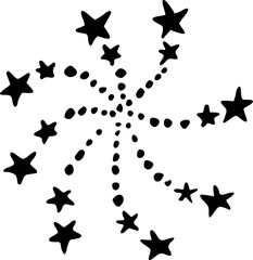 Black Fireworks Stars Swirl Illustration