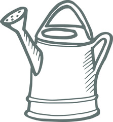 Green Watering Can Doodle Illustration