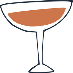Red Cocktail Drink Line Illustration