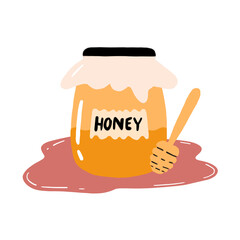 honey jar on white background