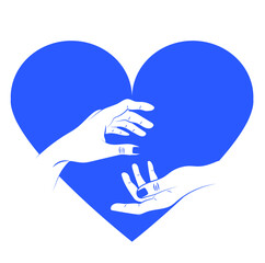Symbol of heart and human hands illustration