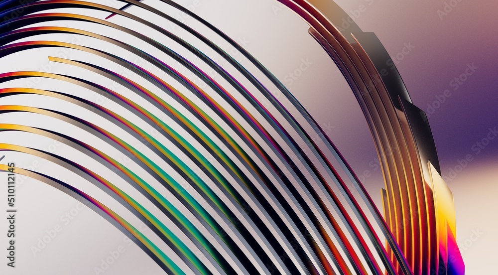 Poster 3D render abstract background. Colorful twisted shapes in motion. Computer generated digital art for poster, flyer, banner