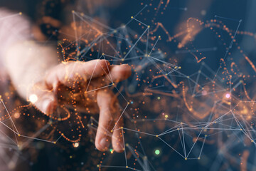 Neural network concept. Connected cells with links.