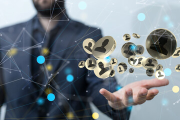 Neural network concept. Connected cells with links. 