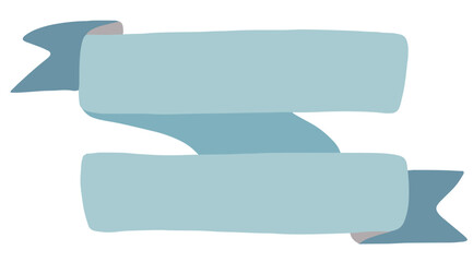 Blue ribbons with flowers element hand drawn