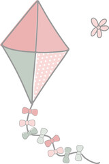 Hand drawn kites, kites set, blue kites, sweet illustration