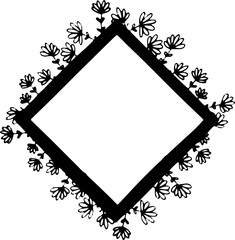 Black square floral frames black illustration