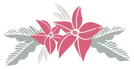 Blue ribbons with flowers illustration hand drawn