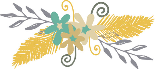 Hand drawn tribal illustration s with flowers © ASTUDIO